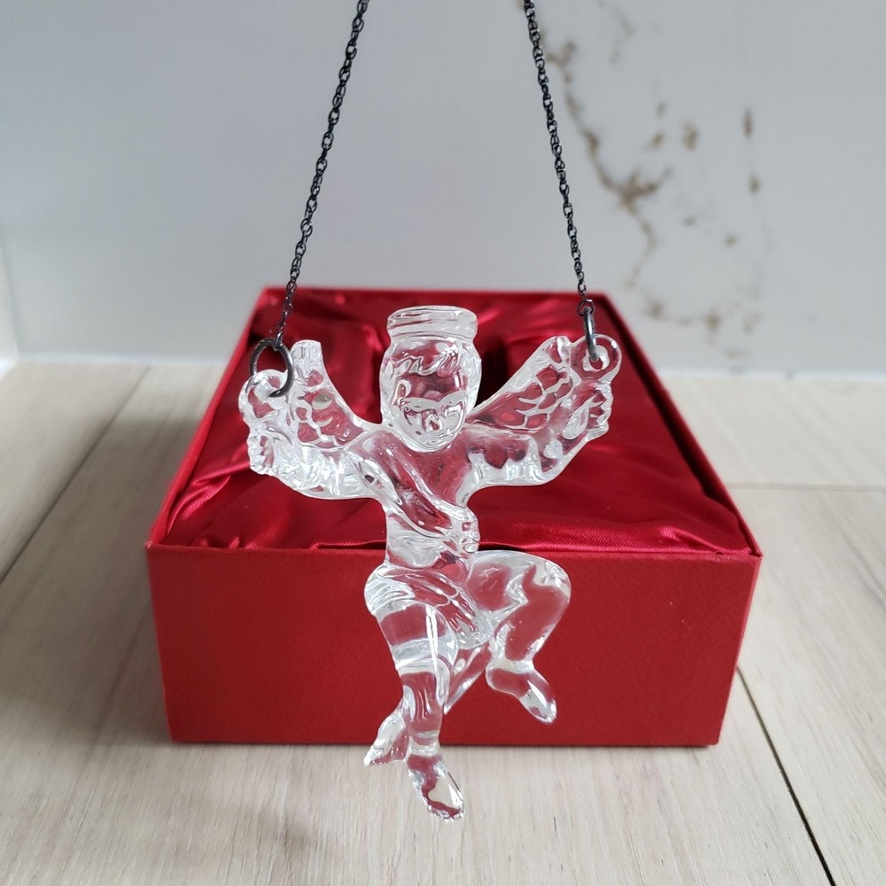 Vintage 2004 Waterford Crystal Angel Ornament Clear Hanging Ireland W Box